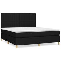 Boxspring met matras stof zwart 160x200 cm - thumbnail