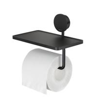 Toiletrolhouder met planchet Geesa Opal Zwart - thumbnail