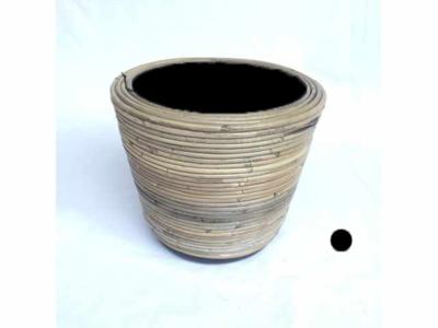 Rotan Drypot Streep grote plantenmand met plastic inleg 42x39cm