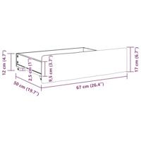 Opberglades bed 2 st bewerkt hout en stof donkergrijs - thumbnail