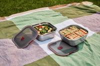 Zwart+Blum Stalen Voedselbox Vierkant - 195x189x77mm - Grijs/Rood - thumbnail