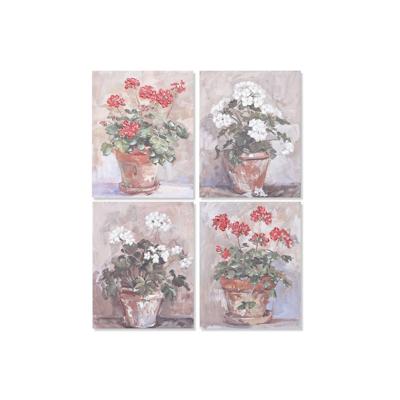 Schilderij Home ESPRIT Wit Bruin Rood Cottage 40 x 3 x 50 cm (4 Stuks)