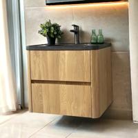 Badmeubel Casajoy Bold Natuurstenen Wastafel Met Onderkast 60 cm 2 Lades Eiken Casajoy - thumbnail