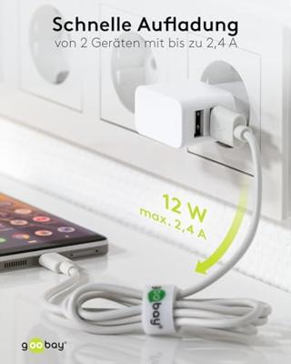 USB-A-adapter - USB-A-lader - 2 poorts - 2400mA - 12W - Wit - thumbnail