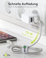 Goobay USB lader haaks dubbel 2,4A wit - 9550150 - thumbnail