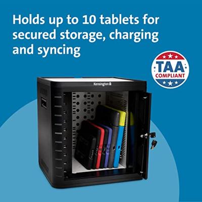 Kensington Charge & Sync Cabinet, Universeel Tablet, 10 Tablets Per Keer, Geschikt voor iPads, Galaxy Tabs, Kindles en Meer, Ingebouwde koelventilator, 43 x 40 x 35 Centimeter, Zwart, K67862EU