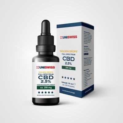 Uniswiss CBD full spectrum 2,5% golden drops 10 Milliliter