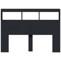 Hoofdbordkast met LED-verlichting 140x17x102 cm zwart - thumbnail