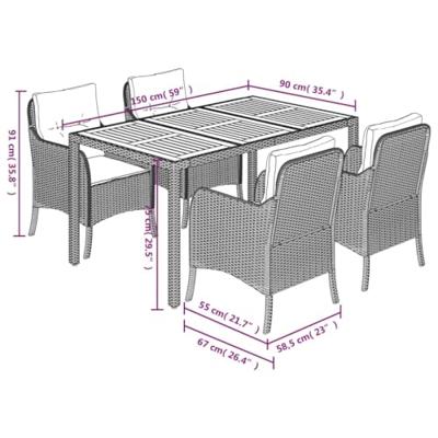 5-delige Tuinset met kussens poly rattan zwart 5-delige Tuinset met kussens poly rattan zwart