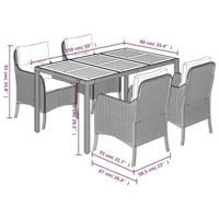 5-delige Tuinset met kussens poly rattan zwart - thumbnail