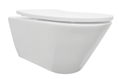 Wandcloset Wiesbaden Stereo Rimless Softclose met Shade Toiletzitting Mat Wit - thumbnail