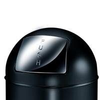 Eko vuilbak met push-deksel 40 l, mat RVS, zwart - thumbnail