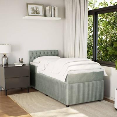 Boxspring met matras fluweel lichtgrijs 100x200 cm