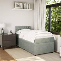 Boxspring met matras fluweel lichtgrijs 100x200 cm - thumbnail