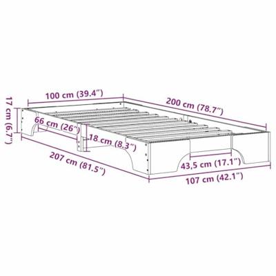 Bedframe Wasbruin 100 x 200 cm Massief grenenhout