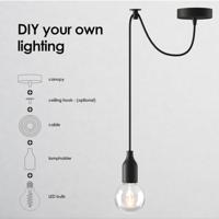 Textiel Kabel - 1 meter lang - Gekleurd - Strijkijzersnoer 3 x 0,75 mm met aardingsgeleider - met textielmantel - pendelleiding lampkabel - Accessoires voor lampen - Binnen gebruik - thumbnail