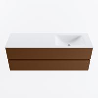 MONDIAZ VICA 140cm badmeubel onderkast Rust 2 lades. Wastafel CLOUD rechts 1 kraangat, kleur Talc. - thumbnail