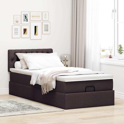 Ottoman bed met matras en LED's 90x190cm stof donkerbruin