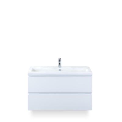 Vogue Badmeubelset 100 cm - Greeplijst in kleur - Wit Hoogglans - Keramische Wastafel Wit 1 kraangat