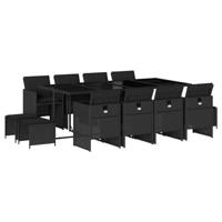13-delige Tuinset met kussens poly rattan zwart - thumbnail