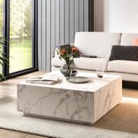 Artistiq Salontafel 'Marlenne' Marmerlook, 90 x 90cm, kleur Wit - thumbnail