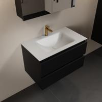 MONDIAZ AIVY 80cm badmeubel Urban, wastafel Talc solid surface midden 1 kraangat met spiegelkast (AI-351171TALC-SI - AI-M80URMI - AI-C80URMI) - thumbnail