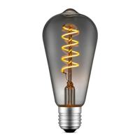 Edison Vintage LED lamp E27 LED filament lichtbron, Spiraal Drop ST64, 6.4/6.4/14cm, Rook, Retro LED lamp Dimbaar, 4W 100lm 1800K, warm wit licht, geschikt voor E27 fitting - thumbnail