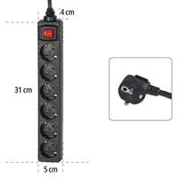 Hama Stekkerdoos 6-voudig Schakelaar 1.4m Zwart - thumbnail