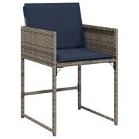 Tuinstoelen 4 st met kussens poly rattan grijs - thumbnail