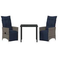 3-delige tuinset met kussens - grijs poly rattan - thumbnail