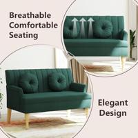 Bankje met kussens 113x64,5x75,5 cm stof donkergroen - thumbnail