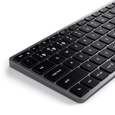 Satechi Slim X1 Mini Toetsenbord Bluetooth QWERTZ, Duits Antraciet Multimediatoetsen, Verlicht