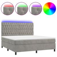 Boxspring met matras en LED fluweel lichtgrijs 160x200 cm - thumbnail