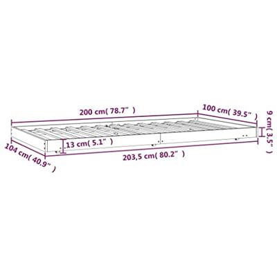 Bedframe zonder matras massief grenenhout 100x200 cm