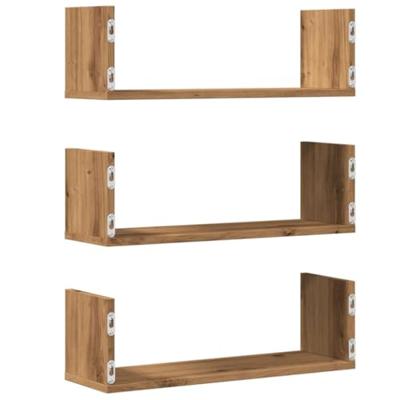 Wandschappen 3 st 58x18x18 cm bewerkt hout artisanaal eiken