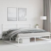 Bedframe met hoofdbord metaal wit 193x203 cm - thumbnail