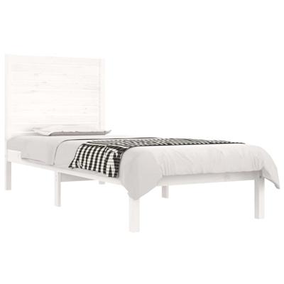 Bedframe massief hout wit 75x190 cm