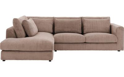 Goossens Bank Ravenia bruin, stof, 2,5-zits, stijlvol landelijk met ligelement links Goossens Bank Ravenia bruin, stof, 2,5-zits, stijlvol landelijk met ligelement links