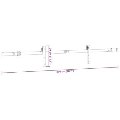 Doos met onderdelen voor schuifdeur 200 cm staal zwart