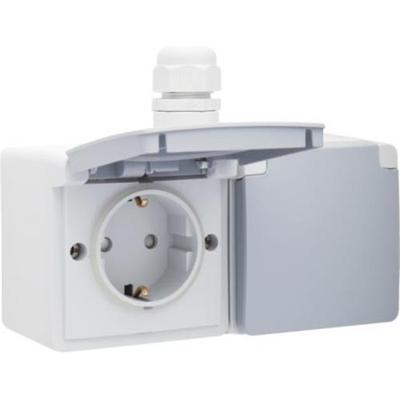 NiKO Opbouw wcd 2-voudig spatwaterdicht horizontaal compleet 1xm20 wartel