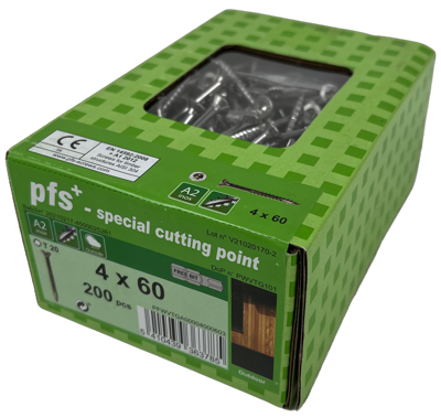 pgb-Europe PFS+ | RVS Spaanplaatschroef PFS+ VZK-T Ø 4,0x60 A2 - 200 stuks - PFWVTGA00004000603 pgb-Europe PFS+ | RVS Spaanplaatschroef PFS+ VZK-T Ø 4,0x60 A2 - 200 stuks - PFWVTGA00004000603