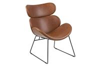 Bendt Fauteuil 'Ida' PU-leder, kleur zwart / cognac - thumbnail