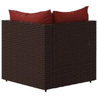 Tuinhoekbank met kussens poly rattan bruin - thumbnail
