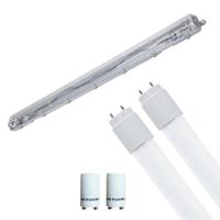 LED Waterdichte TL Armatuur met T8 Buizen - Velvalux Strela - 120cm - Dubbel - Koppelbaar - Waterdicht IP65 - 32W - Helder/Koud Wit 6400K - thumbnail
