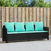 Ligbed met kussens poly rattan zwart - thumbnail