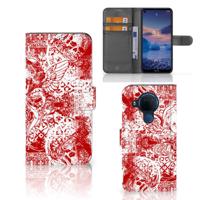 Telefoonhoesje met Naam Nokia 5.4 Angel Skull Rood - thumbnail