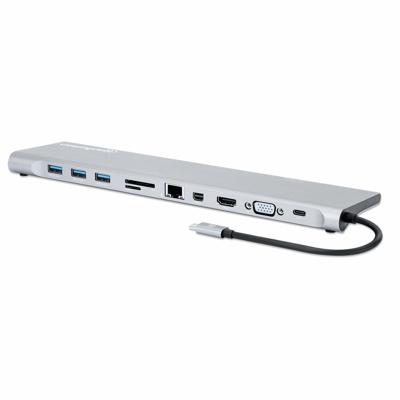 Manhattan 130578 USB-C dockingstation Geschikt voor merk (dockingstation): Universeel Incl. laadfunctie, Geïntegreerde kaartlezer, USB-C Power Delivery - thumbnail