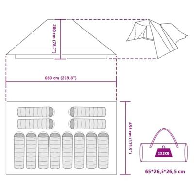 Gezinstent met dak Groen en beige 660 x 456 x 200 cm