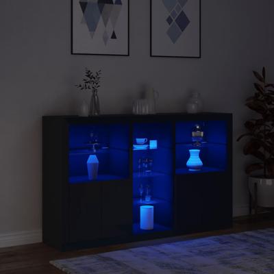 Dressoir met LED-verlichting 162x37x100 cm zwart