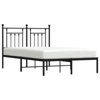 Bedframe met hoofdbord metaal zwart 135x190 cm - thumbnail